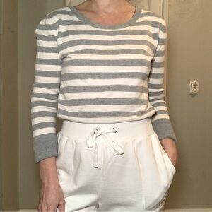 GAP Sweater, gray and white stripes, 3/4 sleeves, size M